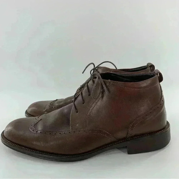 Johnson and Murphy mens chukka boot size 10 brown leather wingtip - Picture 4 of 14